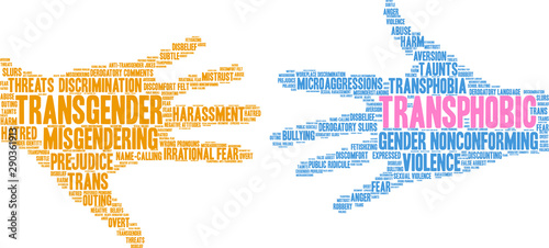 Transphobic Word Cloud on a white background. 