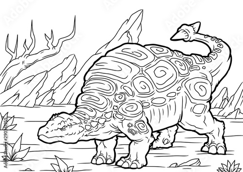 Coloring book for children with a dinosaur