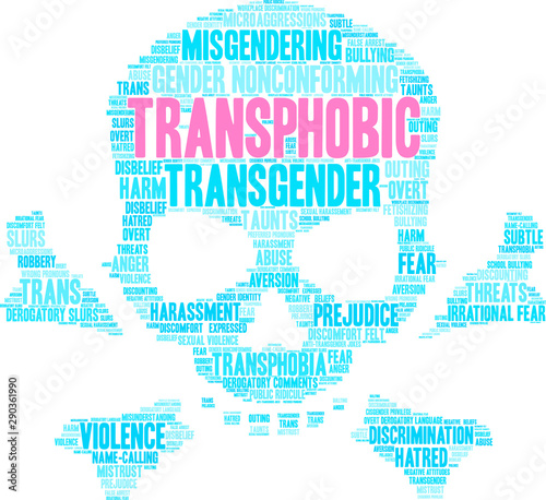 Transphobic Word Cloud on a white background. 