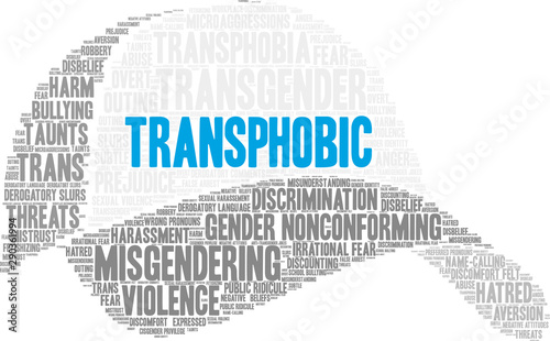 Transphobic Word Cloud on a white background. 