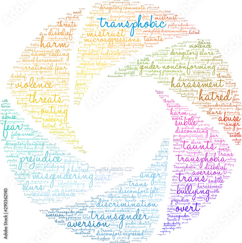 Transphobic Word Cloud on a white background. 
