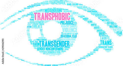 Transphobic Word Cloud on a white background. 