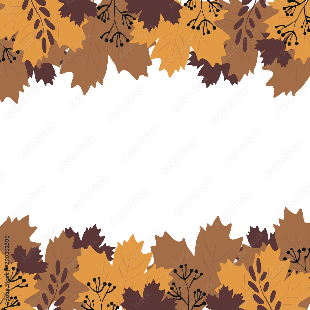 Vignette of autumn leaves, space for text. Banner, flyer Vignette of autumn leaves, space for text. Banner, flyer