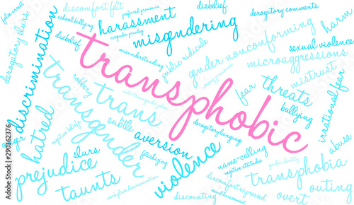Transphobic Word Cloud on white background. 