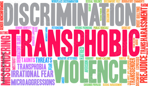 Transphobic Word Cloud on a white background. 