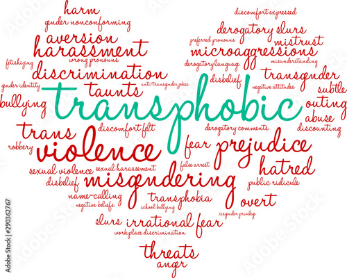 Transphobic Word Cloud on a white background. 