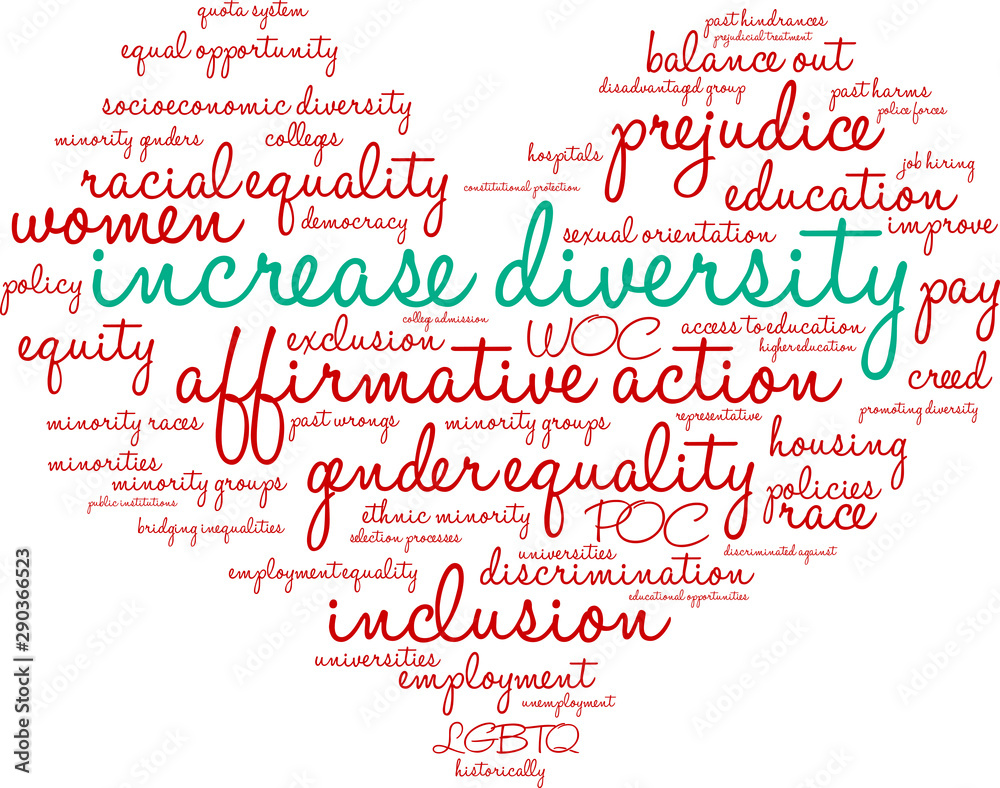 Increase Diversity Word Cloud on a white background. 