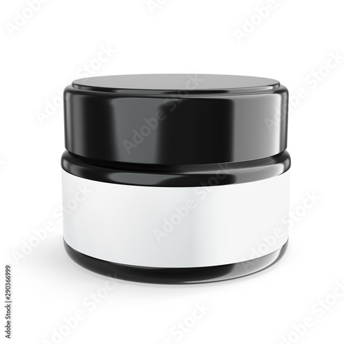 3D rendering Realistic cosmetic jar with lid and label on a white background. Cosmetic template for cream mock up.