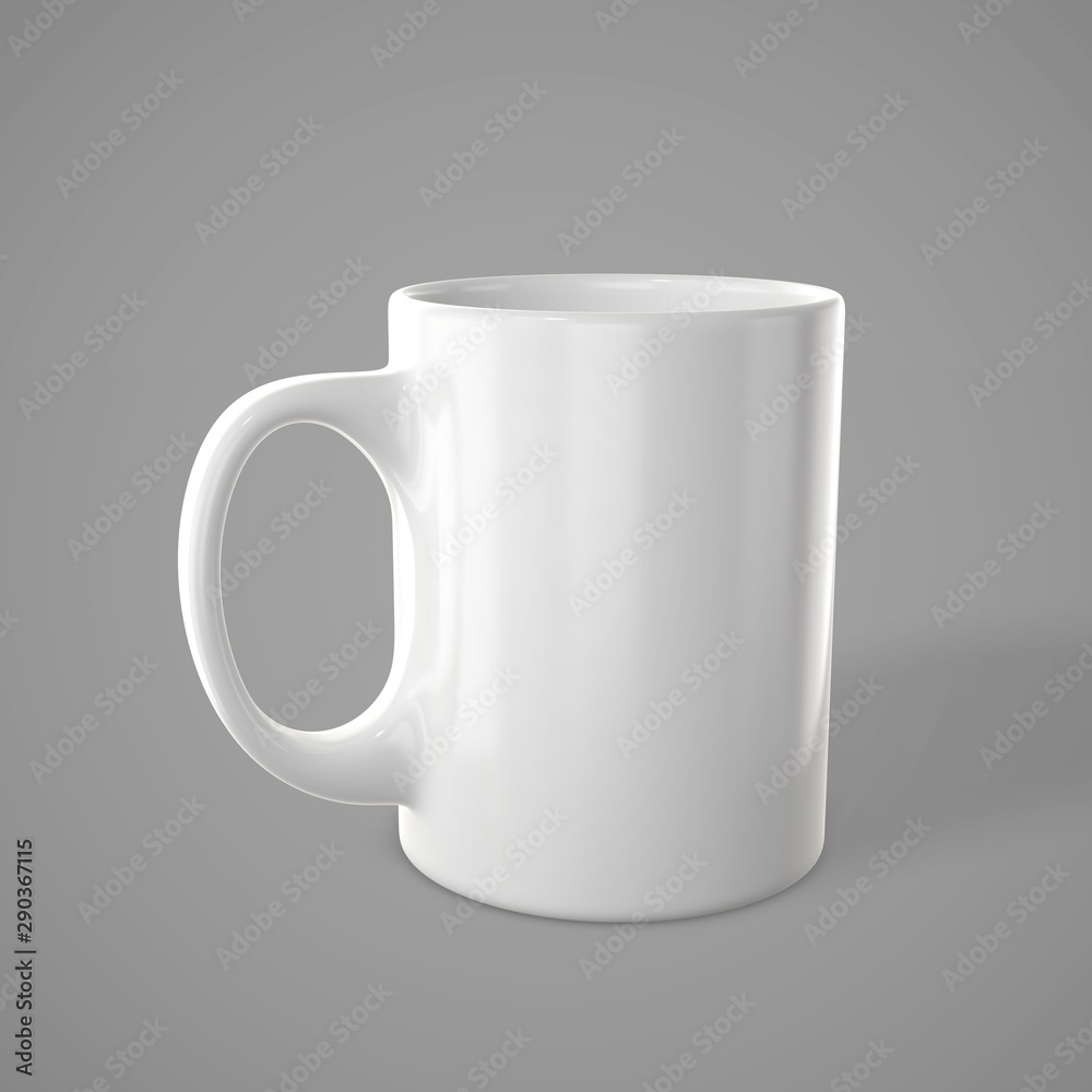 Shiny white mug. Empty tea cup for your design. 3d rendering. Shiny white mug. Empty tea cup for your design. 3d rendering.