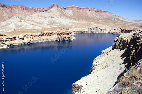 Band-e Amir lakes near Bamyan (Bamiyan) in Central Afghanistan. Band e Amir was the first national park in Afghanistan. This is the largest of the natural blue lakes at Band e Amir in the Hindu Kush. photo