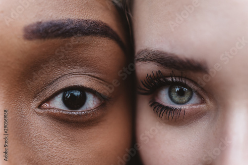 Close up of eyes of two women