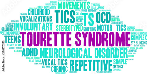 Tourette Syndrome Word Cloud on a white background. 
