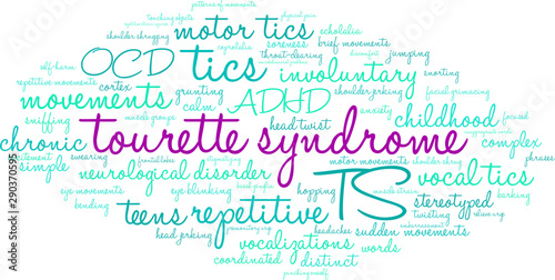 Tourette Syndrome Word Cloud on a white background. 