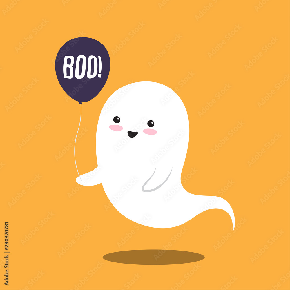 Happy flying Ghost with speech bubble Boo Happy flying Ghost with speech bubble Boo
