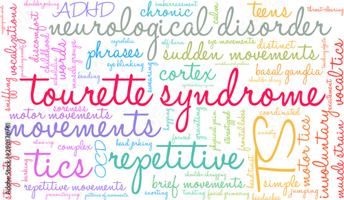 Tourette Syndrome Word Cloud on a white background. 