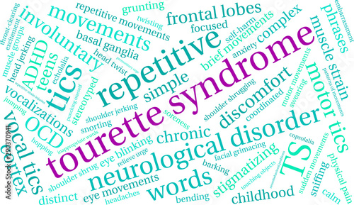 Tourette Syndrome Word Cloud on a white background. 