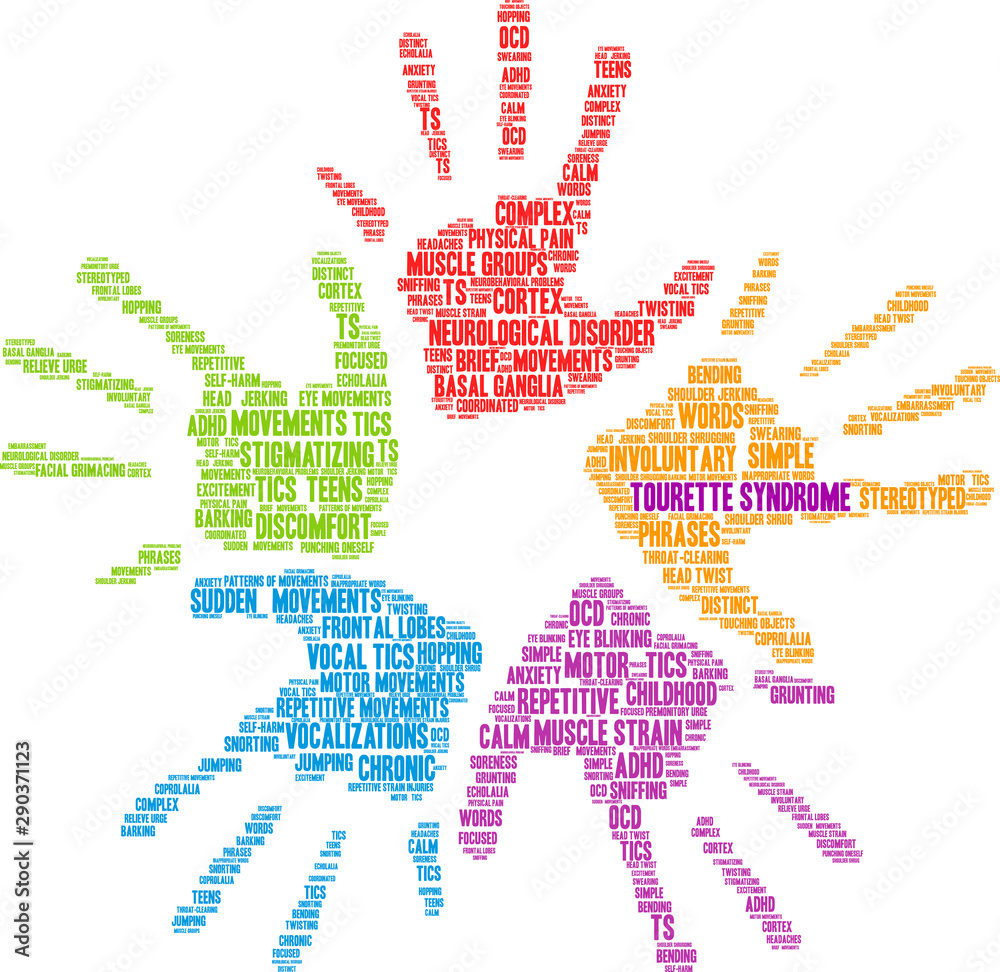 Tourette Syndrome Word Cloud on a white background. Tourette Syndrome Word Cloud on a white background.