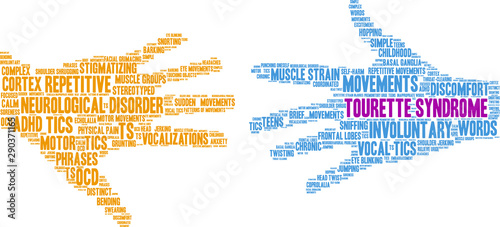 Tourette Syndrome Word Cloud on a white background. 
