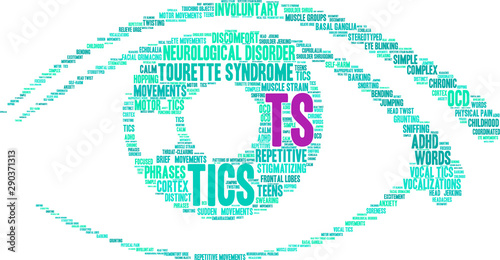 TS Tourette Syndrome Word Cloud on a white background. 