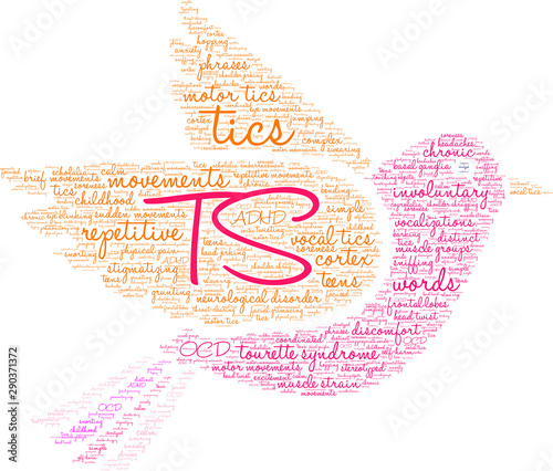 TS Tourette Syndrome Word Cloud on a white background. 