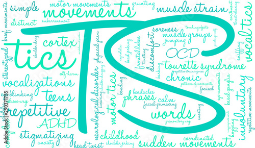 TS Tourette Syndrome Word Cloud on a white background. 