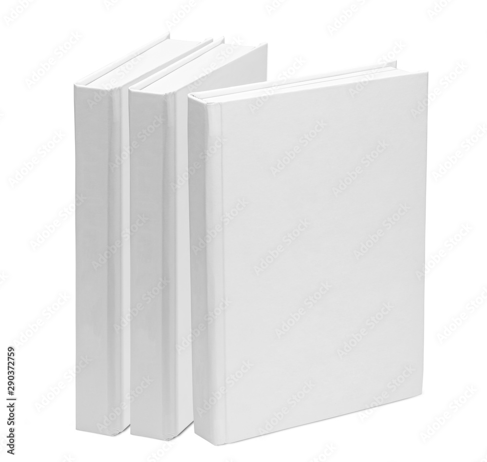 Three books. White paper book blank template isolated on white background. mock-up Three books. White paper book blank template isolated on white background. mock-up