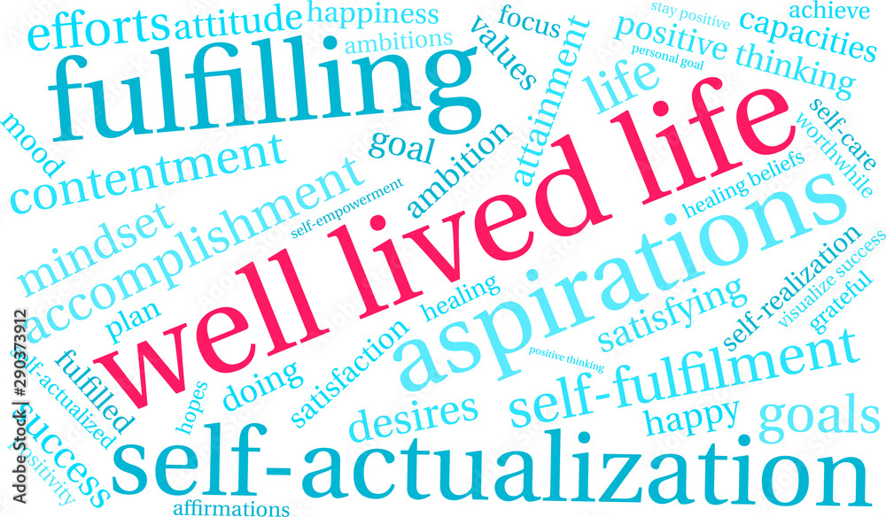 Well Lived Life Word Cloud on a white background. Well Lived Life Word Cloud on a white background.