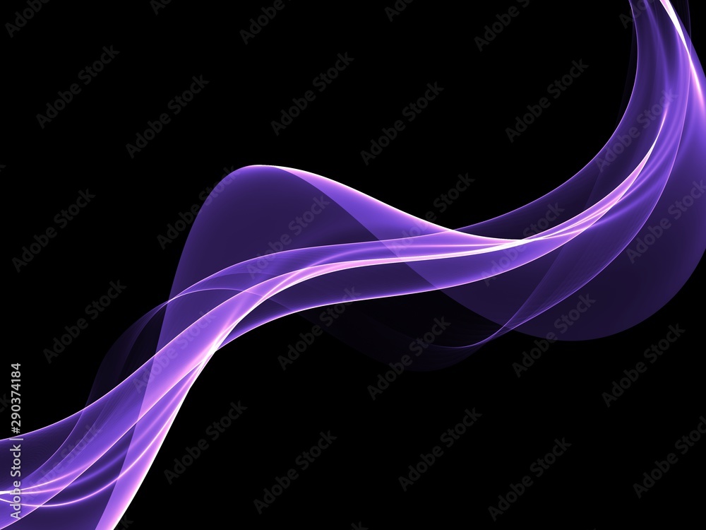 Abstract purple flowing neon wave at black background Abstract purple flowing neon wave at black background
