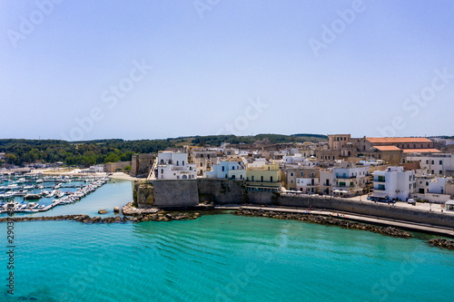 Fototapeta Naklejka Na Ścianę i Meble -  Aerial view of Otranto with Harbour and Castle, Lecce province, Salento peninsula, Puglia, Italy