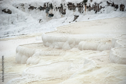 Carbonate mineral travertine hot pools. Pamukkale, Turkey.