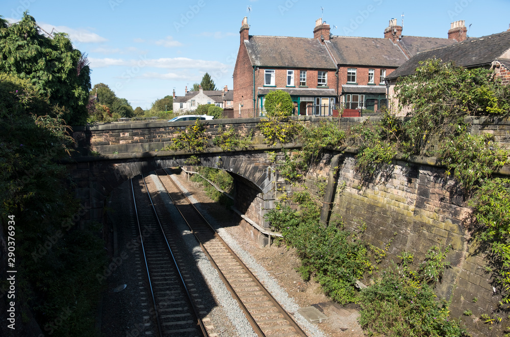 Country railway track and bridge background Country railway track and bridge background
