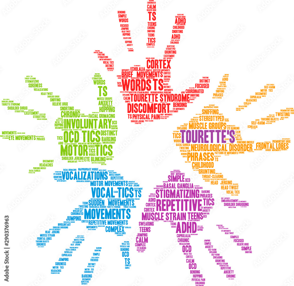 Tourette's Word Cloud on a white background. Tourette's Word Cloud on a white background.