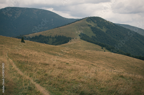 Hiking in the Low Tatra mountains in Slovakia, almost alone on the ridgeway, only majestic mountains © Pavel