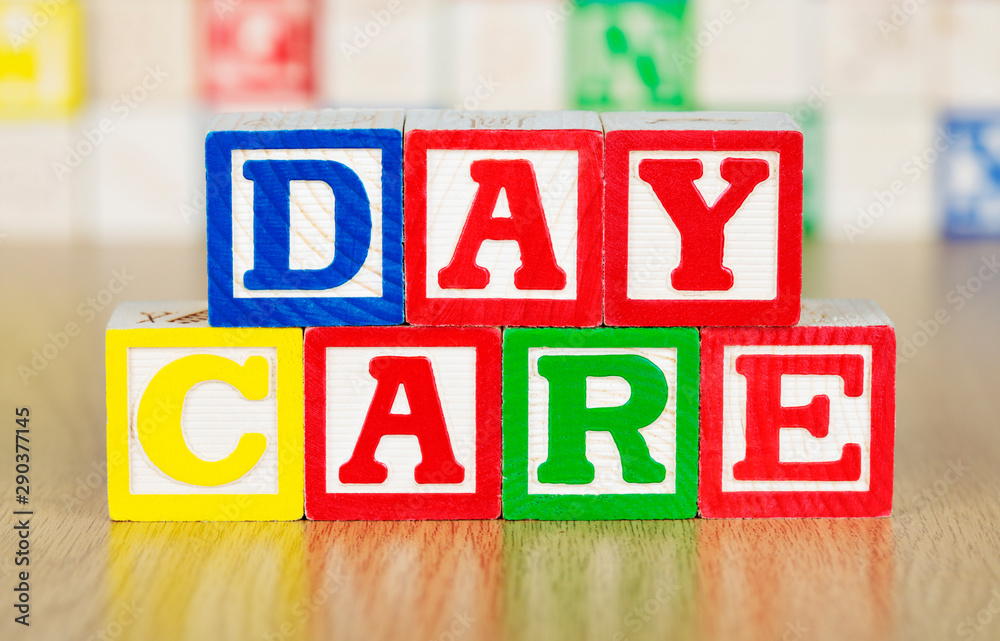 Day Care Spelled Out in Alphabet Building Blocks