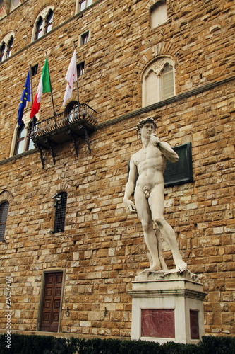 Obraz na płótnie David statue by ancient sculptor Michelangelo, travel vibes w salonie