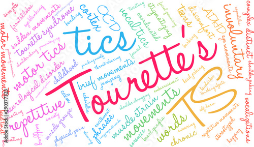 Tourette's Word Cloud on a white background. 