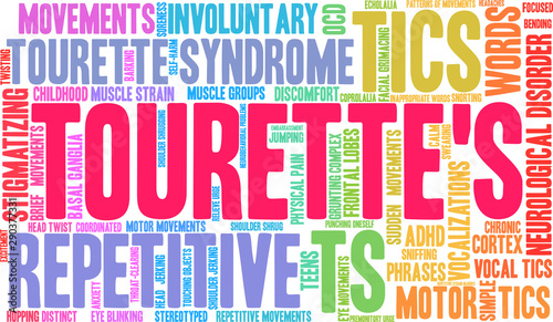 Tourette's Word Cloud on a white background. 