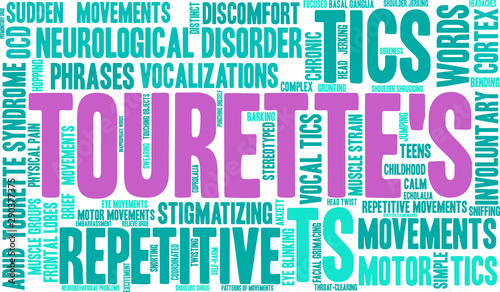 Tourette's Word Cloud on a white background. 