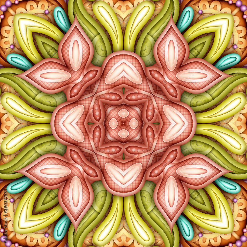 Colored Seamless Pattern with Mosaic Motif
