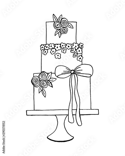 Vector wedding cake illustration for Wedding invitations or announcements