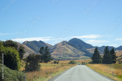 Scenic road in Canterbury area, New Zealand