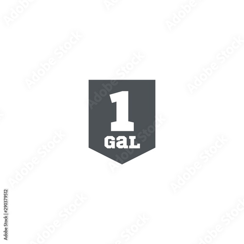 1 gal sign (mark) estimated volumes gallons. Vector symbol packa