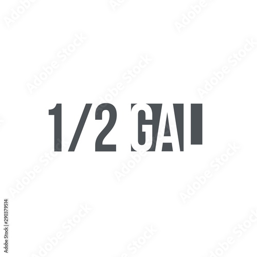 0.5 gal sign (mark) estimated volumes gallons. Vector symbol pac