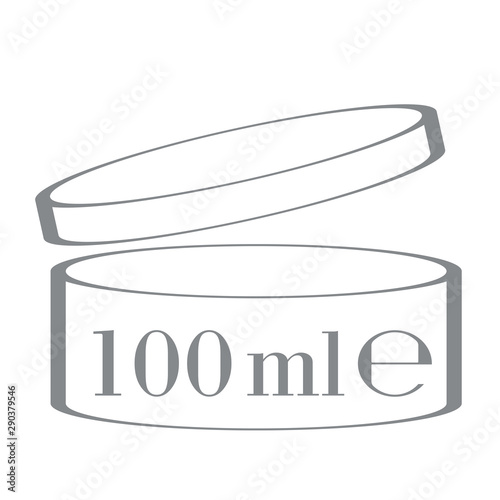 Liter l sign (l-mark) estimated volumes 100 milliliters (ml) Vector symbol packaging, labels used for prepacked foods, drinks different liters and milliliters. 100 ml vol single icon isolated on white