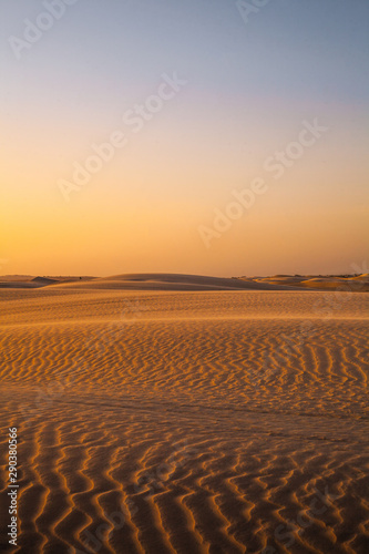 Golden dunes of Rosado beach, a paradise in RN framed by the strong wind of northeastern Brazil.