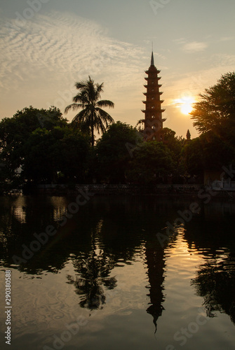 Tran Quoc Pagoda, Hanoi, Vietnam at sunset