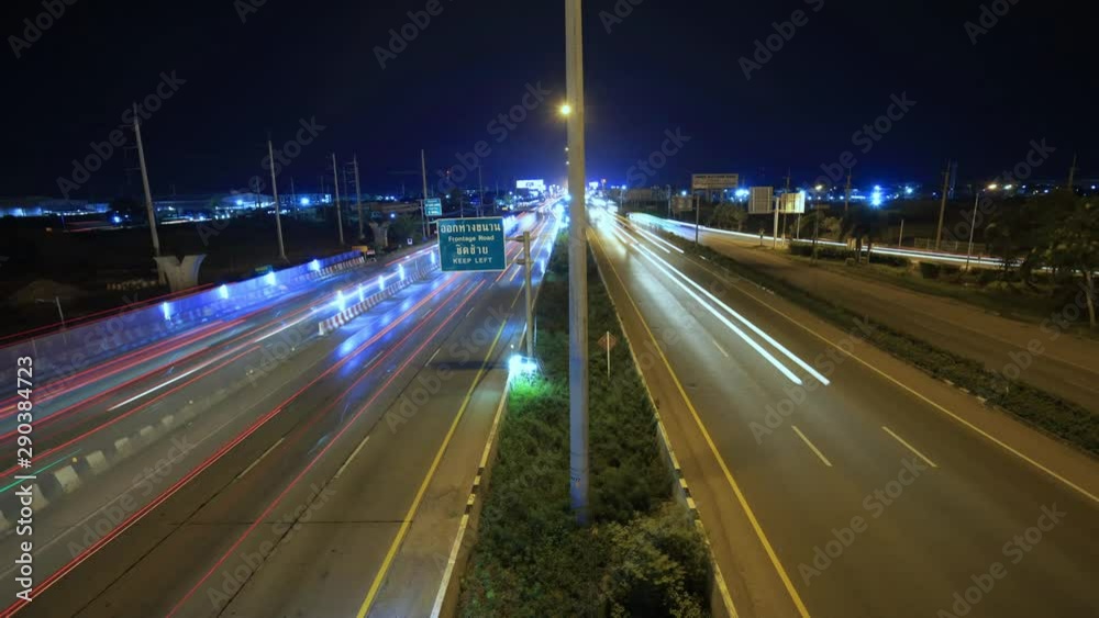 Time lapse view of night traffic on the road Time lapse view of night traffic on the road