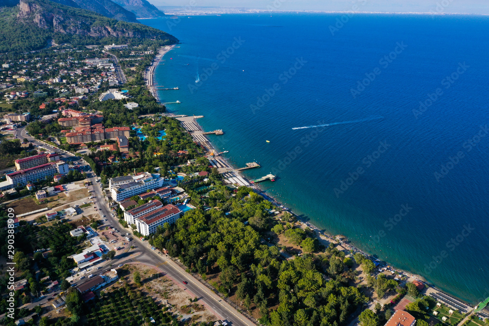 Aerial View Coast of Beldibi Village, Turkey 