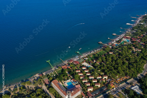 Aerial View Coast of Beldibi Village, Turkey 