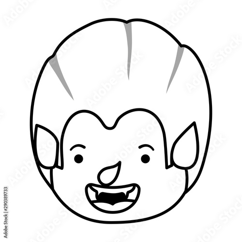 cute little boy head with dracula costume